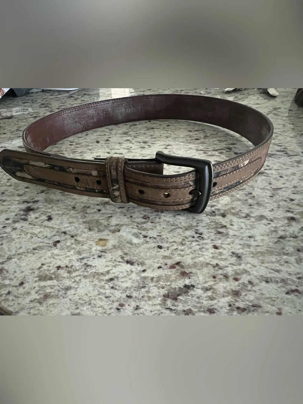 Men's Brown Leather Belt with Black Buckle .  w30
